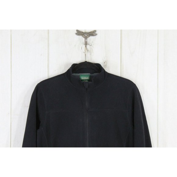 LL Bean Black Polartec Full Zip Fleece Cozy Breathable Sweater Size L - Picture 2 of 12